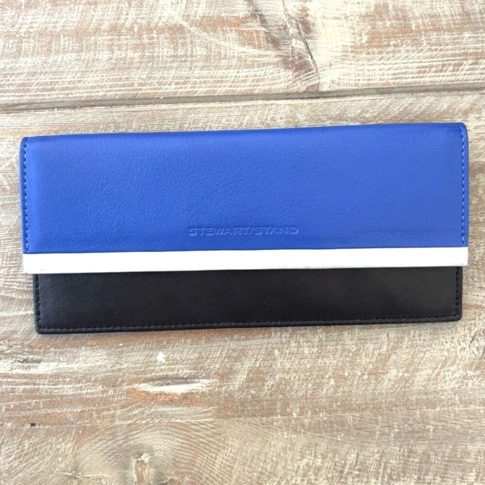 Stewart Stand RFID Leather Steel Clutch Wallet Blue